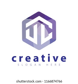 U C Initial letter hexagonal logo vector