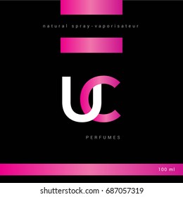 U C joint logo letter design with packaging template