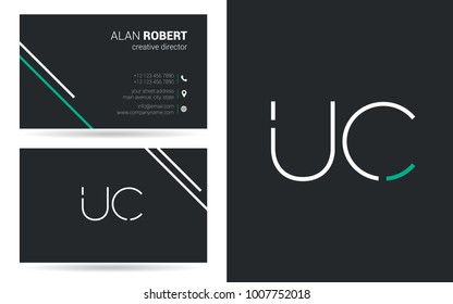 U & C joint logo stroke letter design with business card template