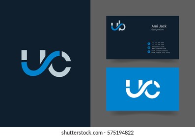 U & C Letter logo design vector element with Business card
