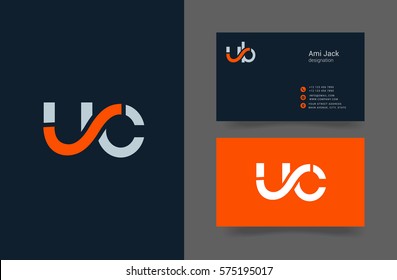 U & C Letter logo design vector element with Business card
