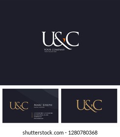 U & C letters Joint logo icon and Business card vector template.