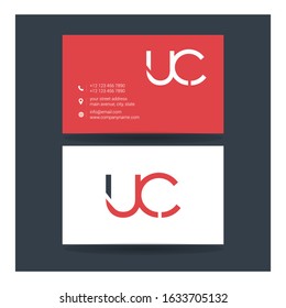 U & C, U C Monogram letters joint logo elegant vector design with business card template