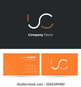 U & C stroke letter logo design with business card template