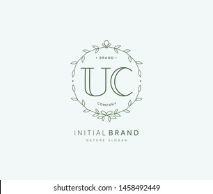 U C UC Beauty vector initial logo, handwriting logo of initial signature, wedding, fashion, jewerly, boutique, floral and botanical with creative template for any company or business.