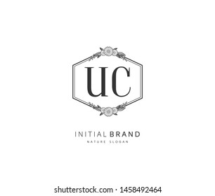 U C UC Beauty vector initial logo, handwriting logo of initial signature, wedding, fashion, jewerly, boutique, floral and botanical with creative template for any company or business.