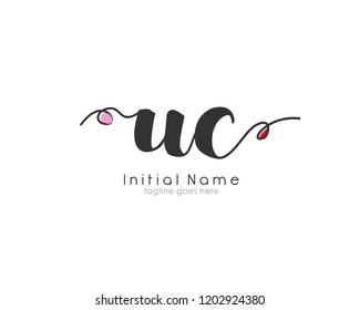 U C UC Initial handwriting logo vector template