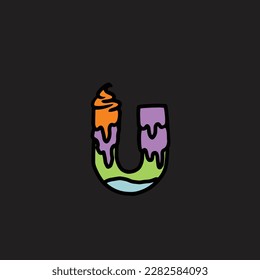 u from cake vector alphabet and number