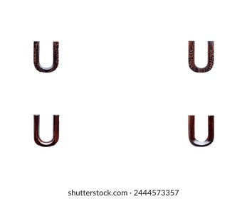 U, Capital Alphabets Beautiful Wood 4 design ABC letters Background white