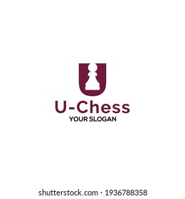 U Chess Logo Design Vector