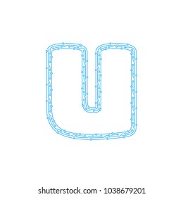 U Circuit Letter Logo Icon Design