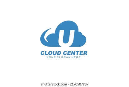 U cloud logo design inspiration. Vector letter template design for brand.