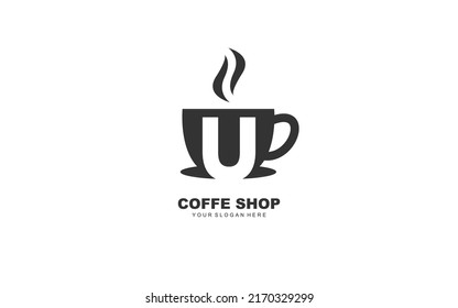 U COFFE logo design inspiration. Vector letter template design for brand.