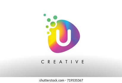 U Colorful Logo Design Shape. Purple Abstract Shape Letter Icon Vector.