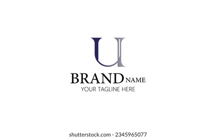 u creative brand minimal blue gray gradient color company logo design 