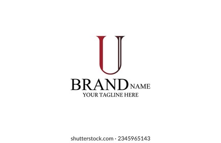 U creative brand minimal RED BLACK gradient color company logo design 