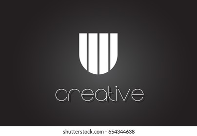 U Creative Letter Logo Design With White and Black Lines.