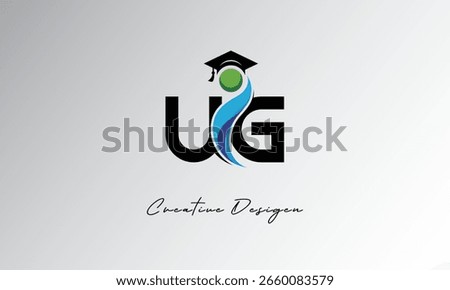 U Creative Letter Logo with Graduation Cap and Abstract Human – Modern Education and Learning Symbol Design