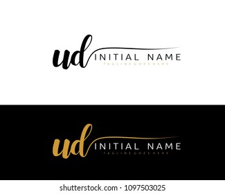 U D Initial handwriting logo vector. Hand lettering for designs.