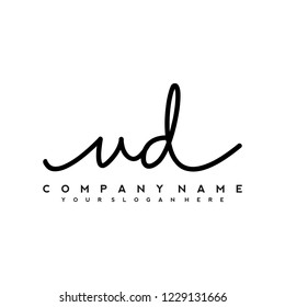 U D Initial handwriting logo vector