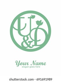 U D initial wedding decorative logo template