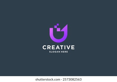 U data tech logo design premium vector.