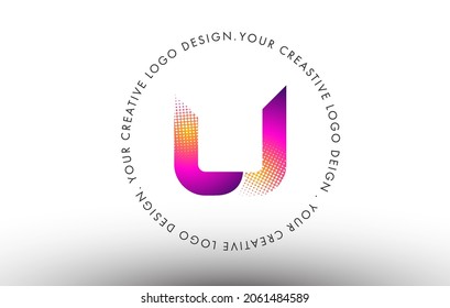 Logo De La Letra U Dots. Ilustración de iconos del vector de diseño de letras U con puntos.