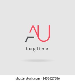 A & U Double letter logo vector design template