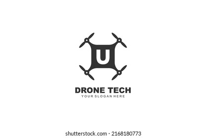 U Drone logo design inspiration. Vector letter template design for brand.