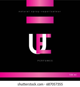 U E joint logo letter design with packaging template