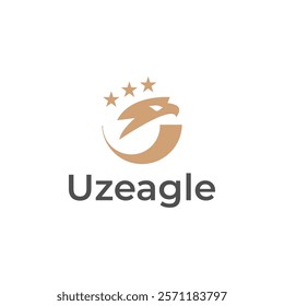 U eagle and U bird icon with star creative logo design template