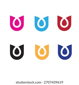 Logotipo de design de ilusão de flor de elemento U