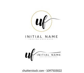 U F Initial handwriting logo vector. Hand lettering for designs.