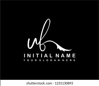 U F Initial Handwriting Logo Template