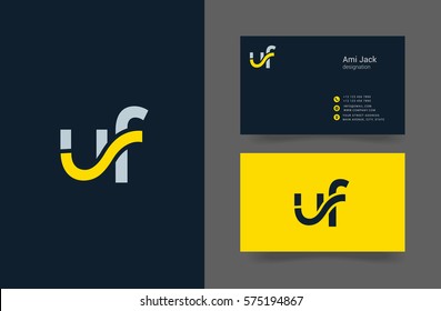 U & F Letter logo design vector element with Business card
