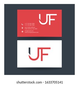 U & F, U F Monogram letters joint logo elegant vector design with business card template