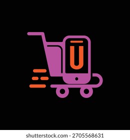 U Fast E-Commerce Logo Design Vektor Illustrationsvorlage, U Logo Design 