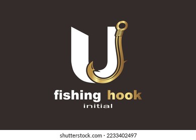 U Fishing Hook Letter logo template for your branding.