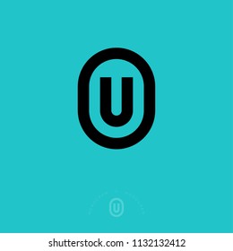 U flat monogram. Universal line emblem. U letter in rounded badge. Flat linear style. Web icon.