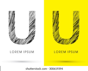 U ,Font , hair line, graphic vector.