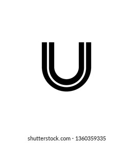 U Font logo. Modern design vector font for title, header, lettering. Corporate Vector abc technology typeface.  