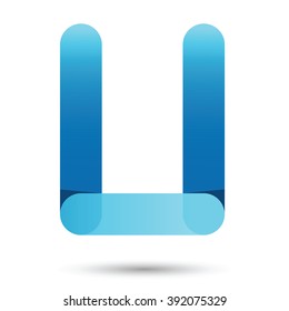 U font vector with blue color on White background
