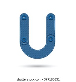 U font vector with blue Jeans Isolate  on White background