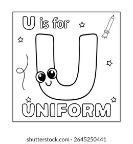 U Fun Alphabet Back to School Coloring Page for Kids