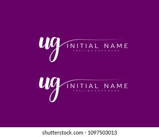 U G Initial handwriting logo vector. Hand lettering for designs.