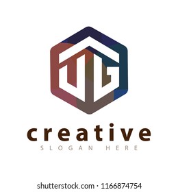 U G Initial letter hexagonal logo vector