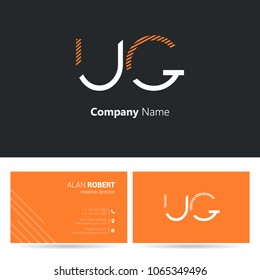 U & G stroke letter logo design with business card template