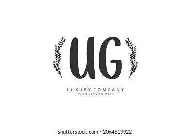 U G UG logo, Initial lettering handwriting or handwritten for identity. Logo with signature and hand drawn style.
