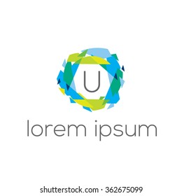U geometric vector logo template (sign, symbol, icon). Minimal line letter initial U logo. Abstract and elegant shape font sign. logotype vector design template for  branding.