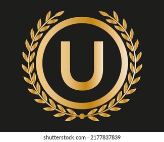 U Gold Letter Design-Vektorgrafik mit goldenen Luxus-Farben und Monogram-Design